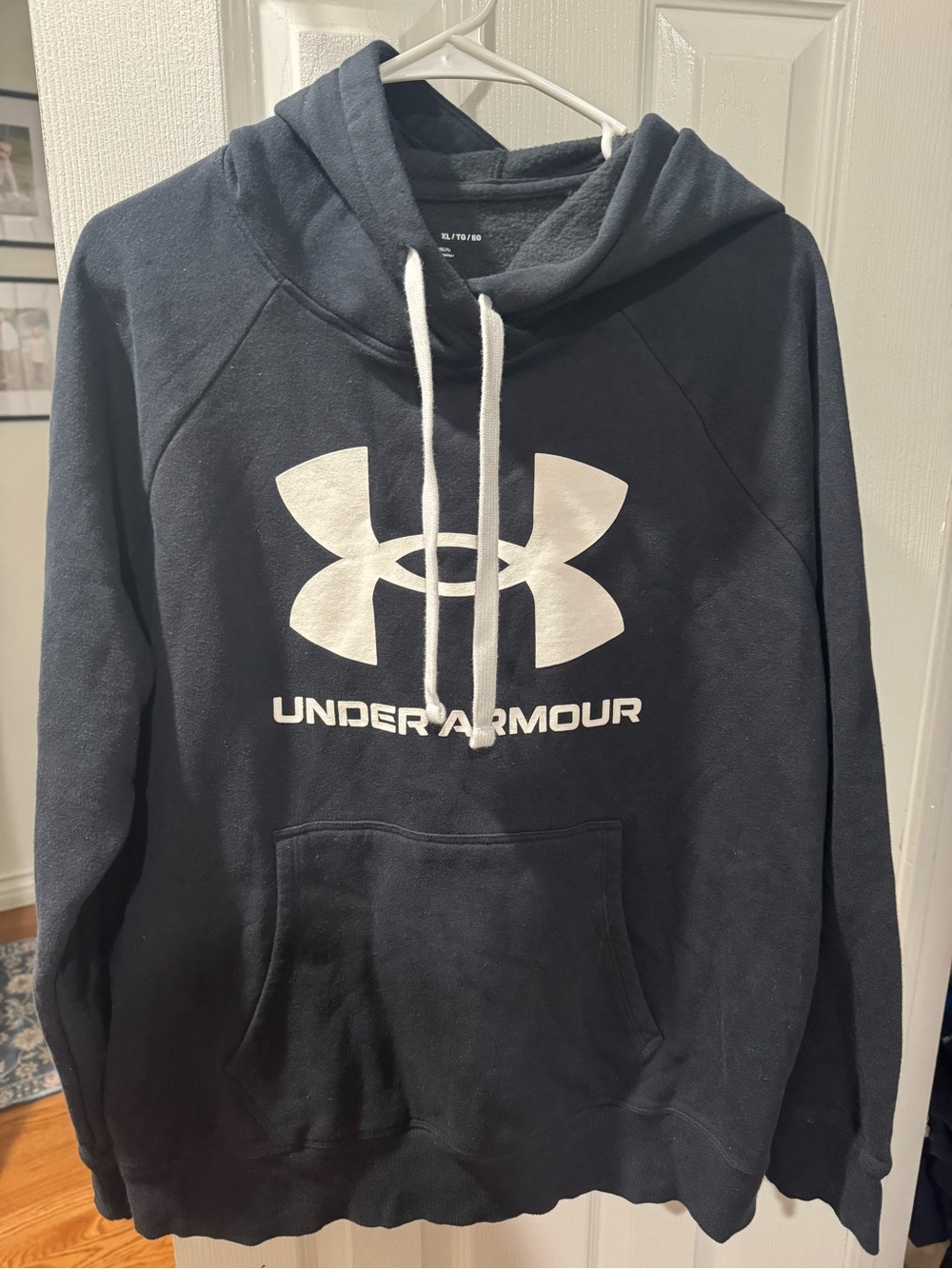 Under Armour Men's Navy Hoodie with White Logo